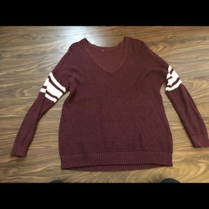 american eagle maroon v neck sweater